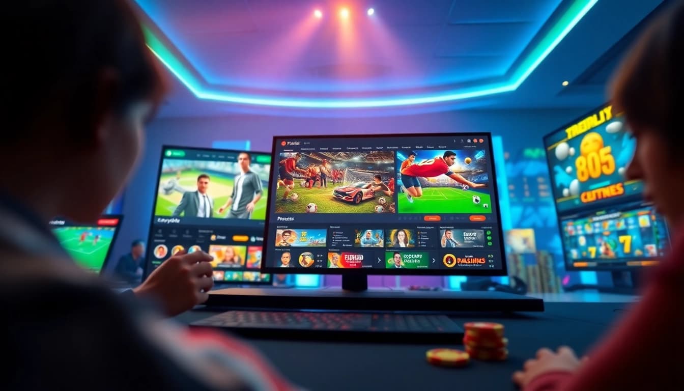 Online gaming platform interface showcasing 8s sports betting and casino experiences