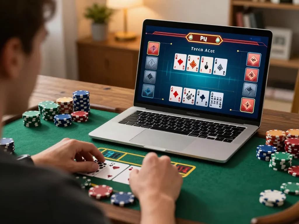 man88a player placing strategic bets during an exciting online blackjack game on a laptop.
