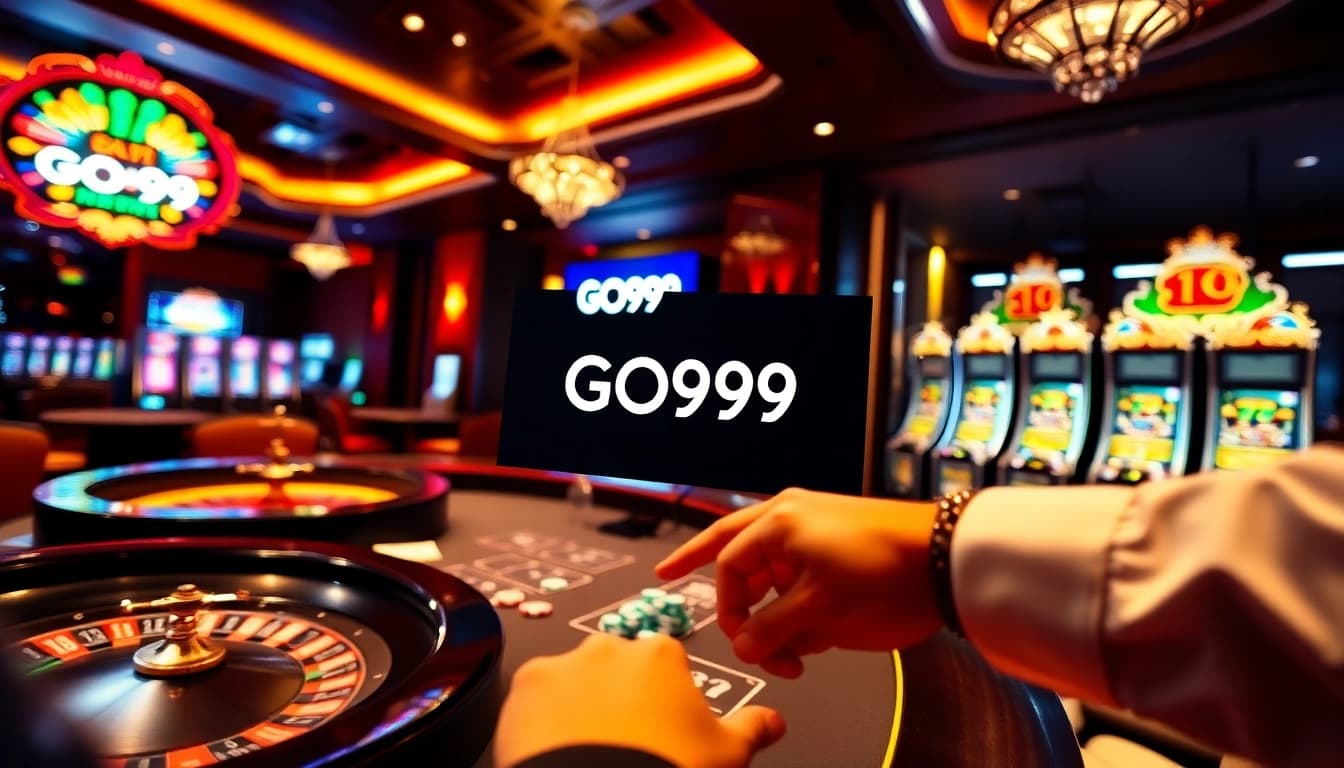 Experience thrilling gameplay at GO99 casino, featuring vibrant tables and colorful chips.