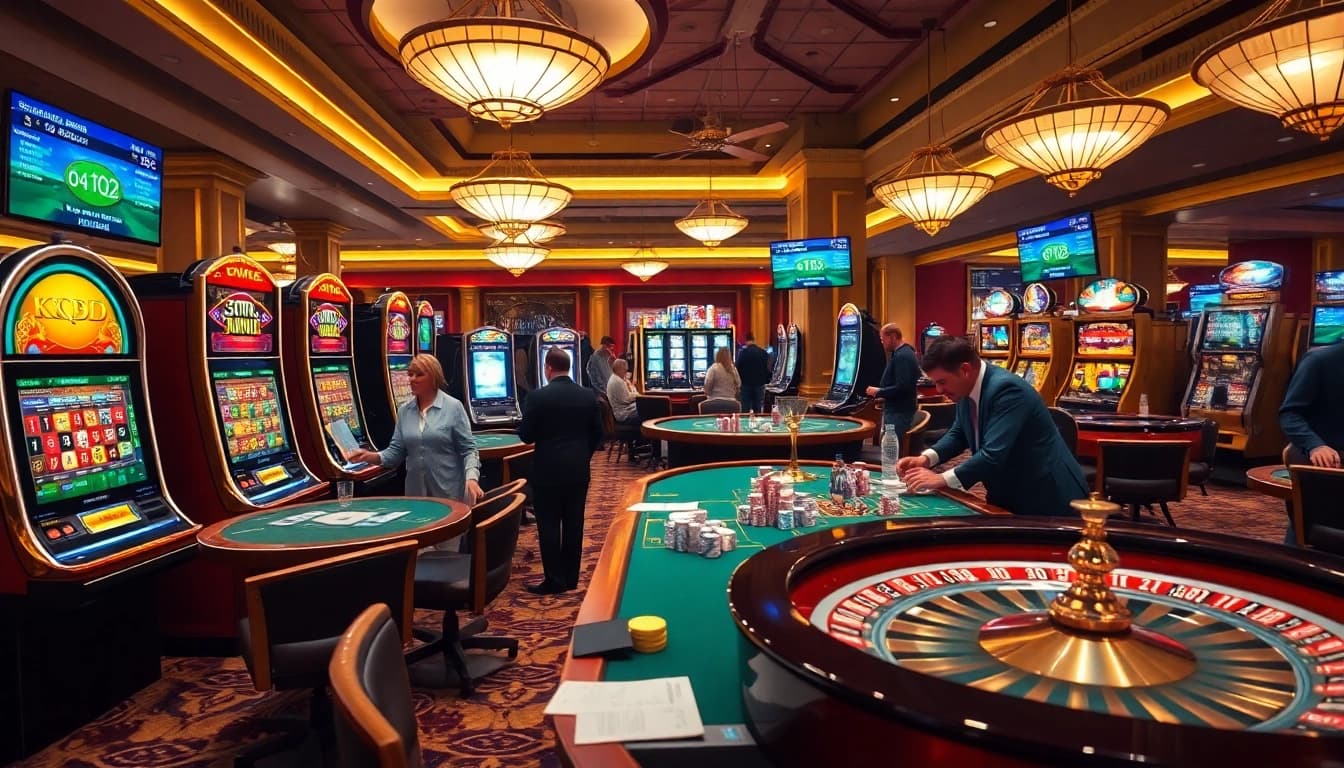 Experience thrilling moments at kqbd's casino, featuring vibrant gaming tables and live sports scores.