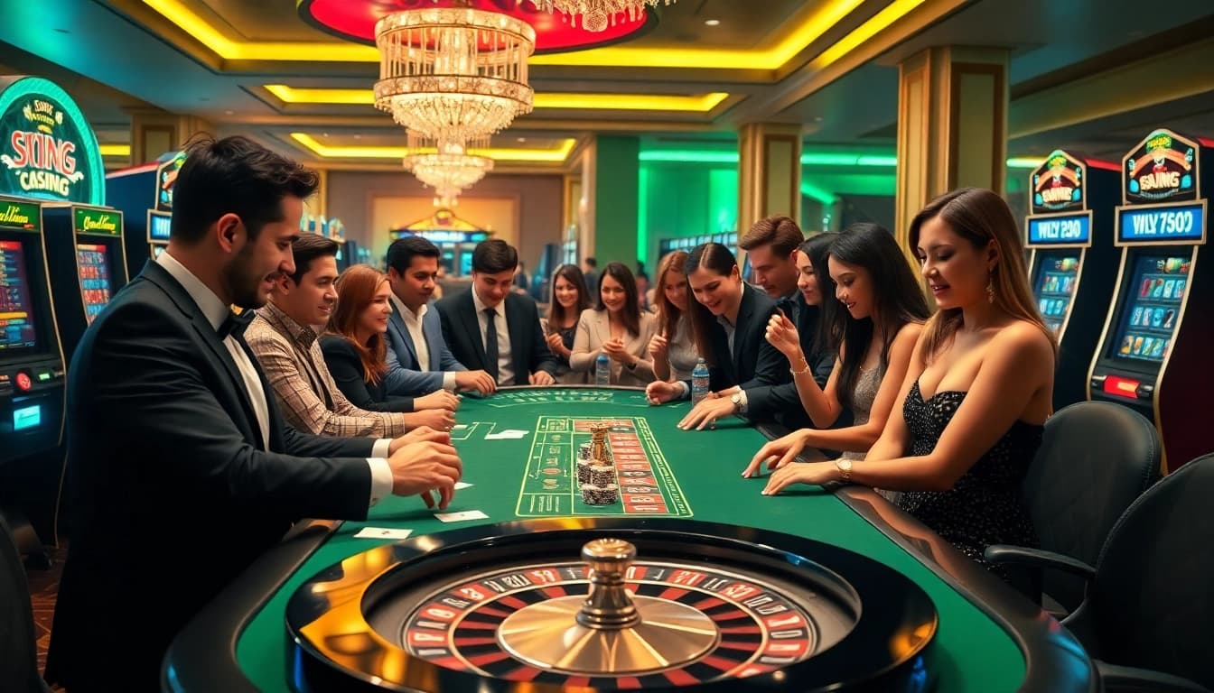 Exciting gameplay at 33win casino table showcasing poker chips and cards.