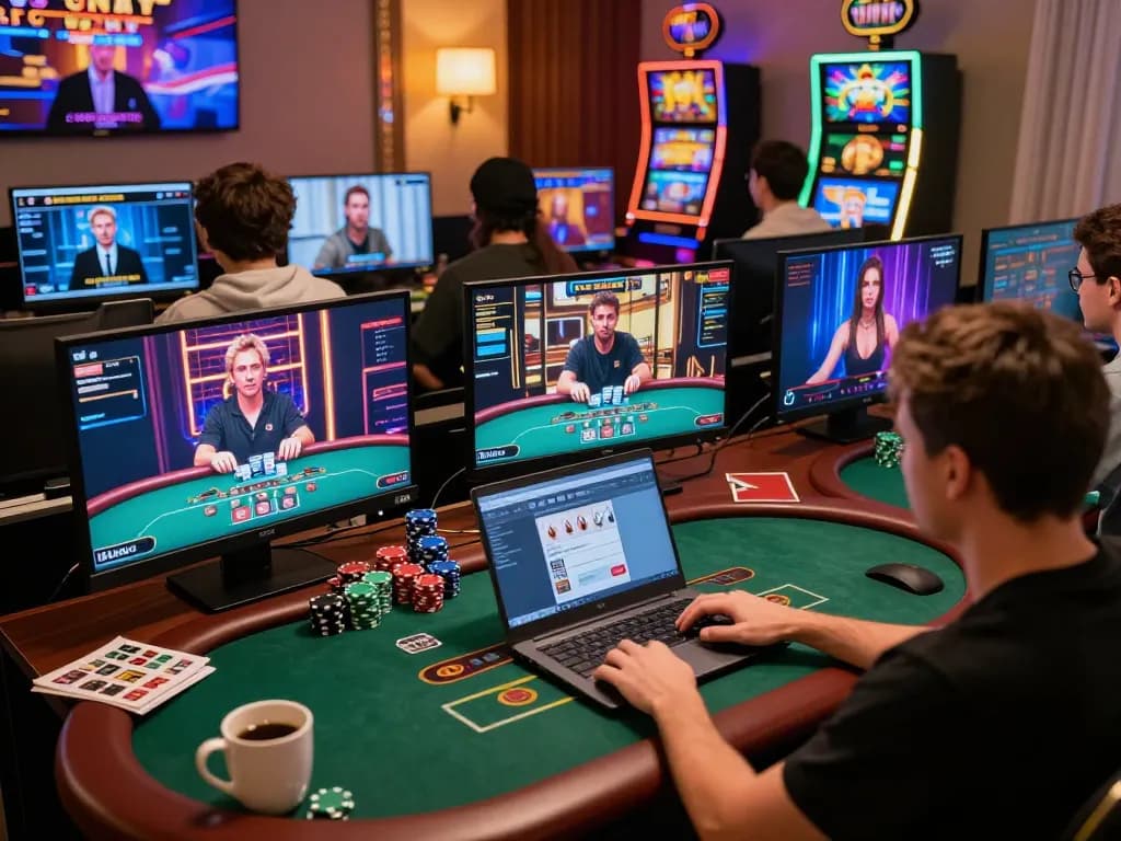 Players enjoy various games on dinamit4d in a lively online environment with avatars interacting and strategy notes.