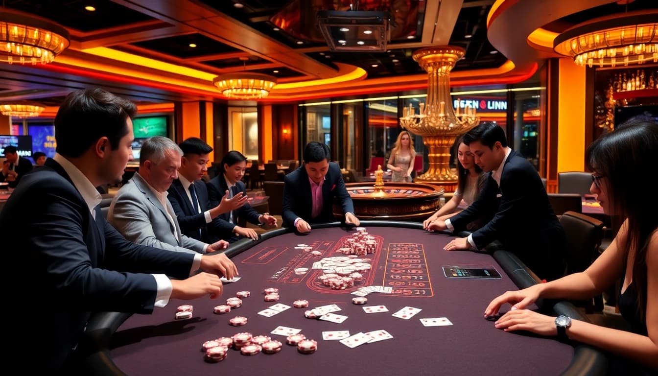 Experience high-stakes poker at 88nn, where luxury meets excitement in an elegant casino setting.