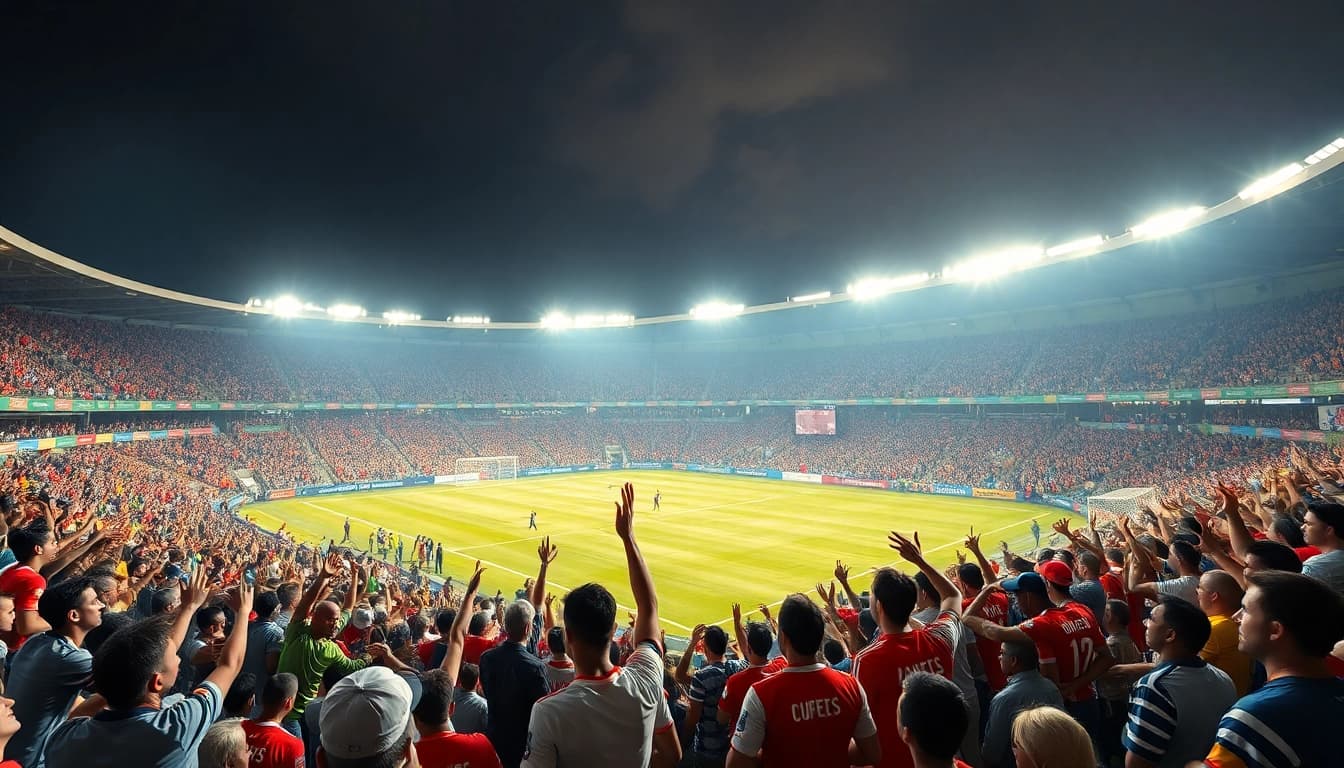 African sports betting news showcasing enthusiastic fans in a vibrant stadium atmosphere.