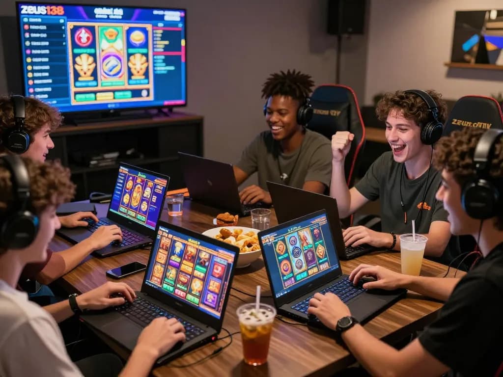Enjoying exciting wins on zeus138, players celebrating in a vibrant online gaming environment.