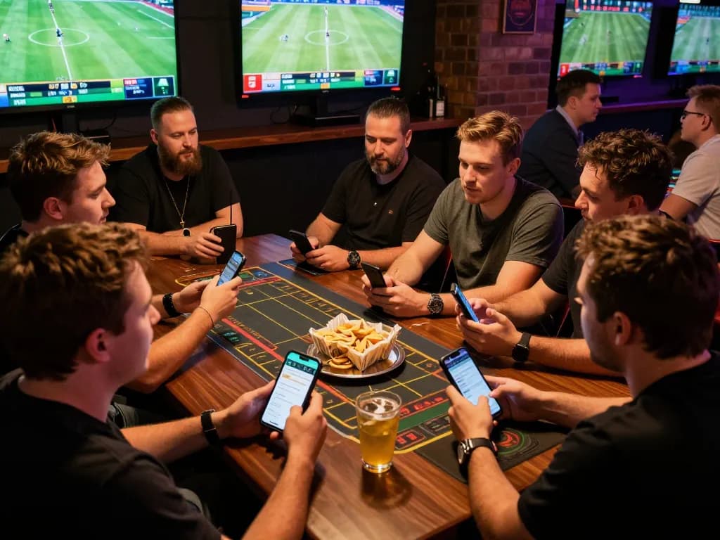 xo88 gamers placing strategies and bets during a thrilling sports betting session