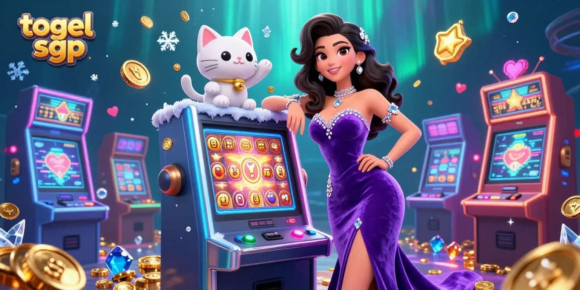 Check out the togel sgp jackpot with a glamorous woman and vibrant casino elements.
