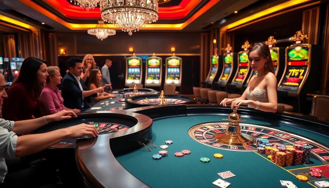 Exciting scene at tg88 casino showcasing roulette action and vibrant chips for gamblers.