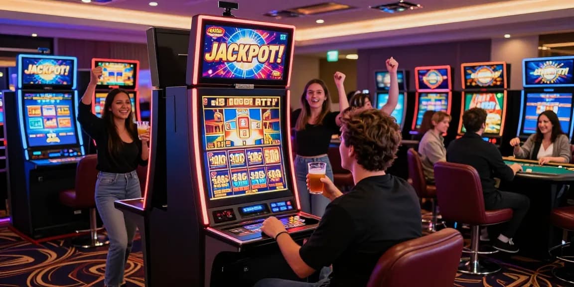 Exciting gaming moment at a USA online casino featuring enthusiastic UK players, showcasing a big win at https://giraffedays.com.