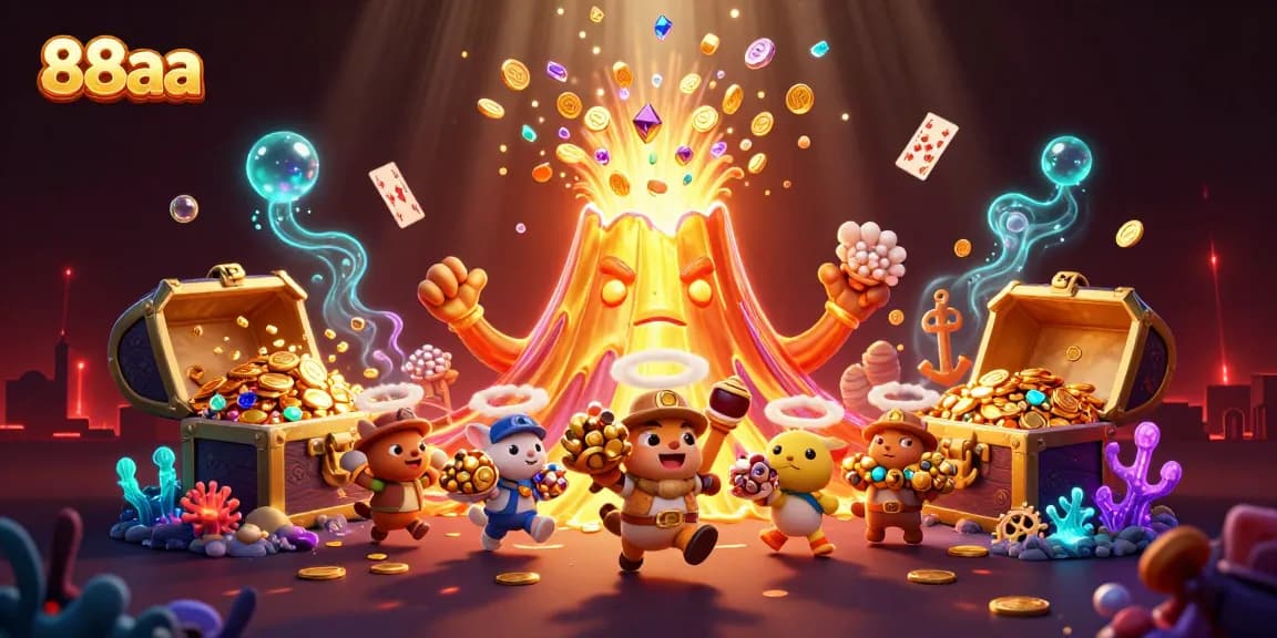 Experience thrilling wins with 88aa in this vibrant, detailed casino illustration featuring treasure and excitement.