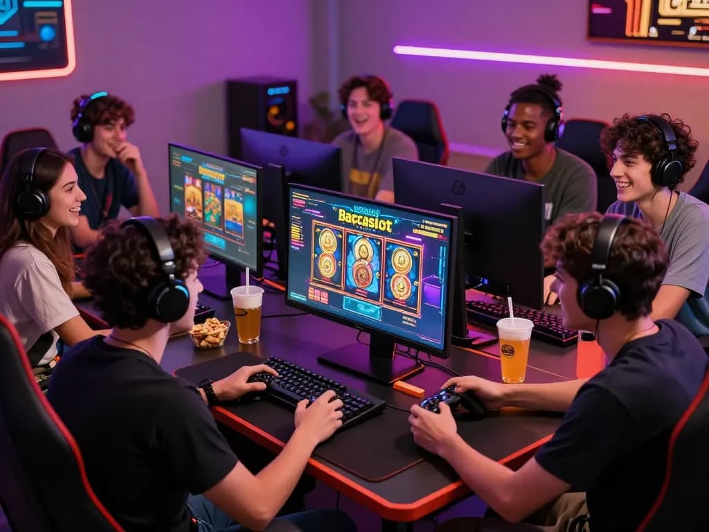 Engaging group gaming experience on Barcaslot showcasing vibrant digital entertainment.