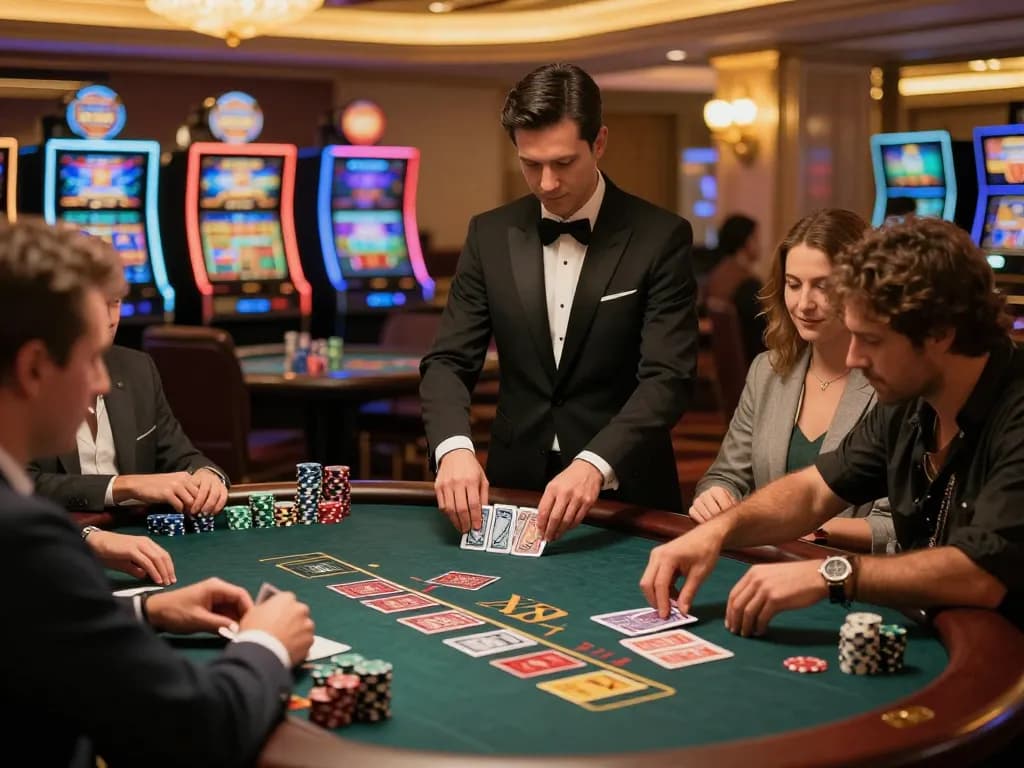 Players engage at XX88's upscale blackjack table, where strategy meets excitement.