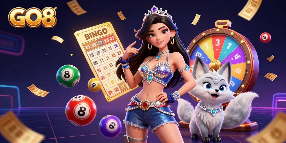 Experience the excitement of GO8 with vibrant lottery balls and engaging casino elements.
