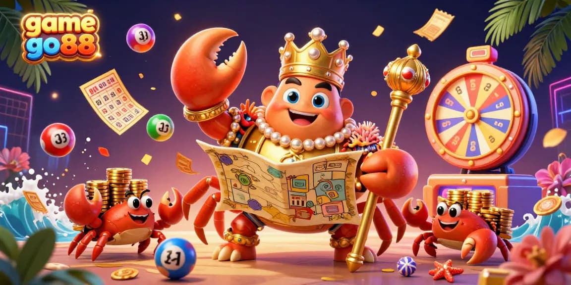 Engage with game go88 as the golden crab emperor unfolds thrilling lottery adventures in an exciting casino scene.