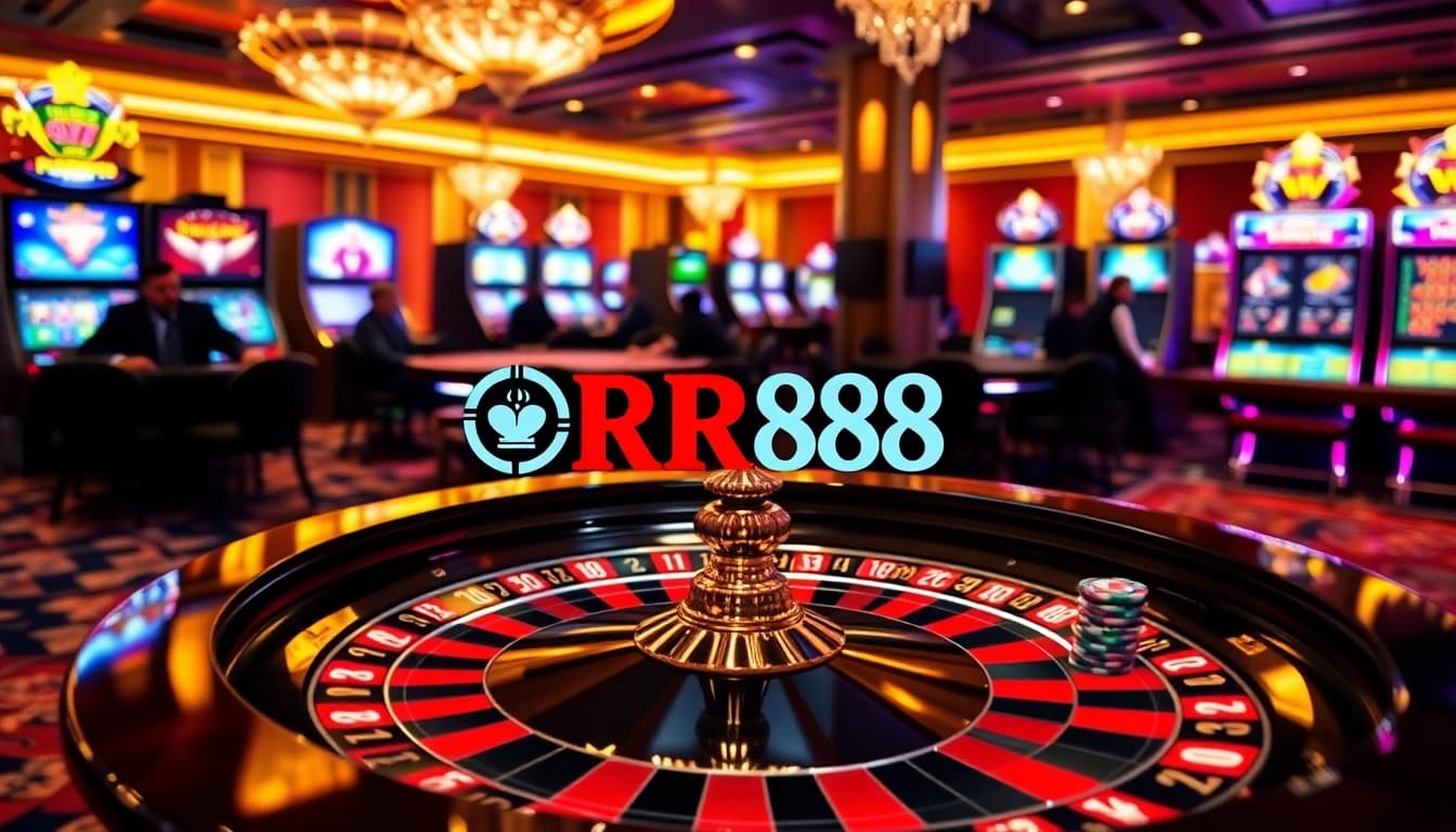Experience RR88's thrilling casino atmosphere with exciting games and vibrant decor.