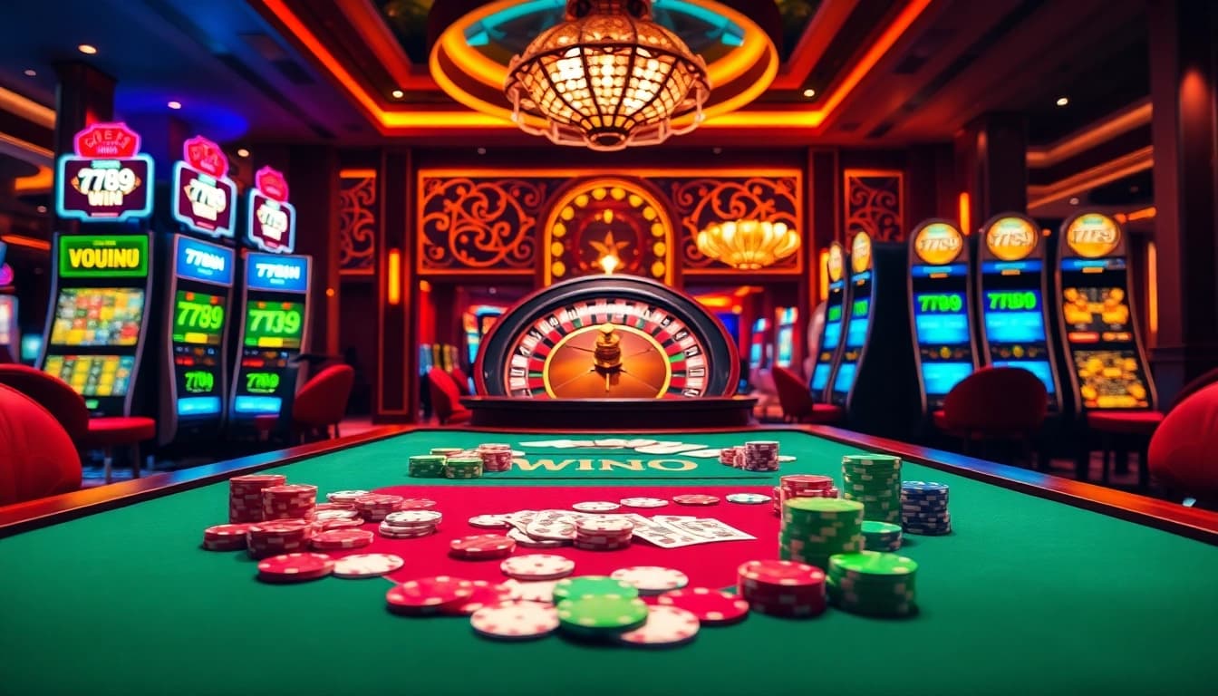 Experience the thrill of gambling with 789 Win at a luxurious casino table.