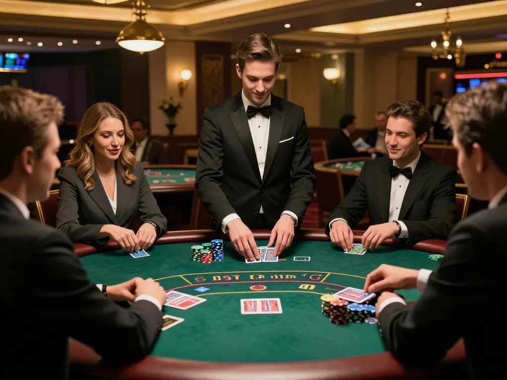 Engaging blackjack action at the luxury gaming table showcasing HM88's strategic gameplay with intense player focus