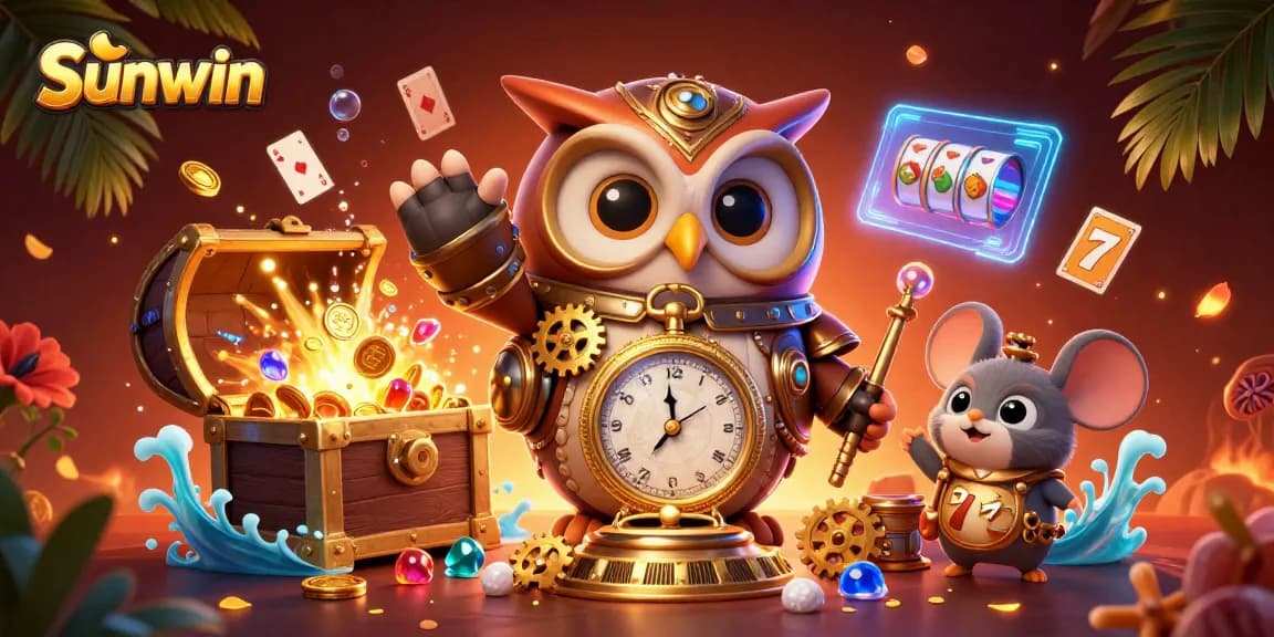Experience thrilling gameplay at Sunwin with vibrant slots and casino elements in a lively scene.