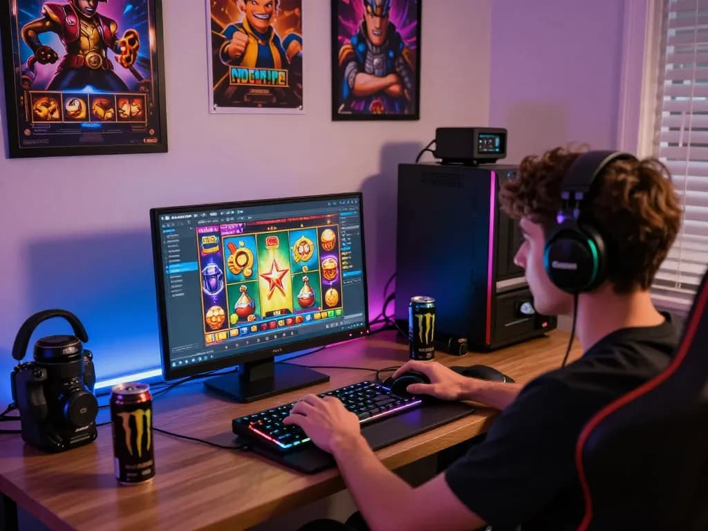 Exciting kdslot online gaming environment with colorful interface and enthusiastic player.