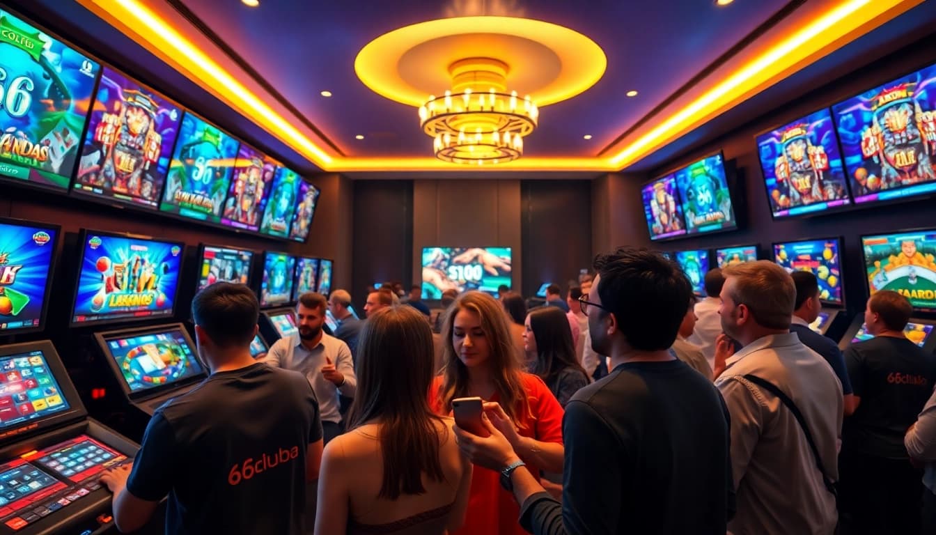 Vibrant online gaming scene at 66club with players engaging in exciting gaming activities.
