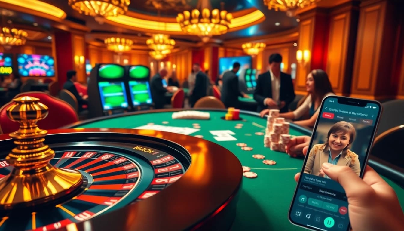 Engage in thrilling gameplay at https://hitclub9.us.com/ with vibrant casino tables and excited players.
