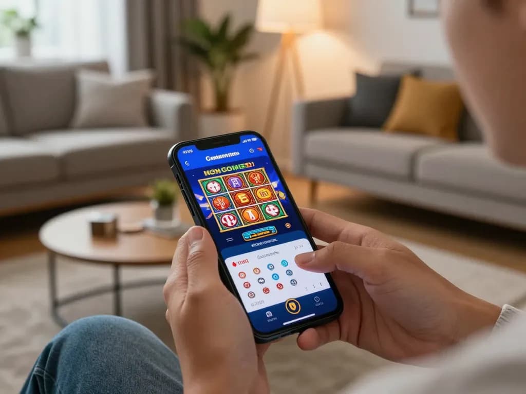 Engaging gameplay on non Gamstop casinos app in a cozy home setting.