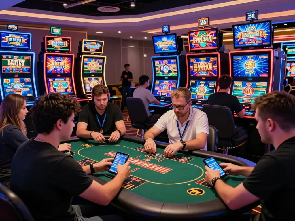 Players immersed in Casino NK88's online games, showcasing vibrant graphics and engaging atmosphere.