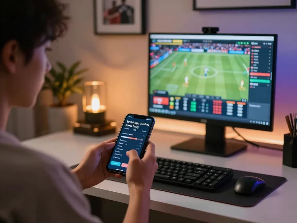 Tỷ lệ kèo nhà cái hôm nay displayed on smartphone in engaging sports betting setup