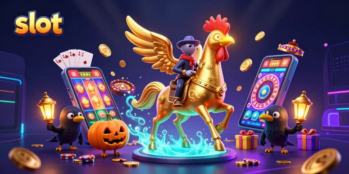 Slot permainan menggairahkan dengan elemen jackpot dalam ilustrasi 3D yang kaya detail.