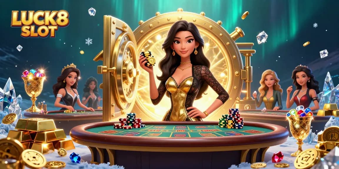 Experience the thrill of LUCK8 SLOT with lavish casino elements and a vibrant atmosphere.