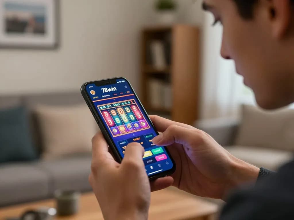 Experience the thrill of gambling with 78win on your smartphone, showcasing the exciting online game interface.
