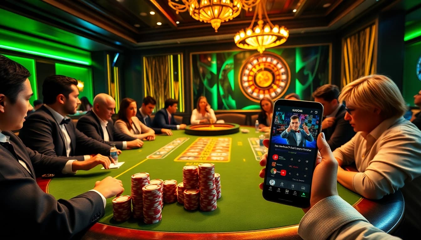 SODO offers thrilling casino action at a lively poker table with engaged players and digital elements.