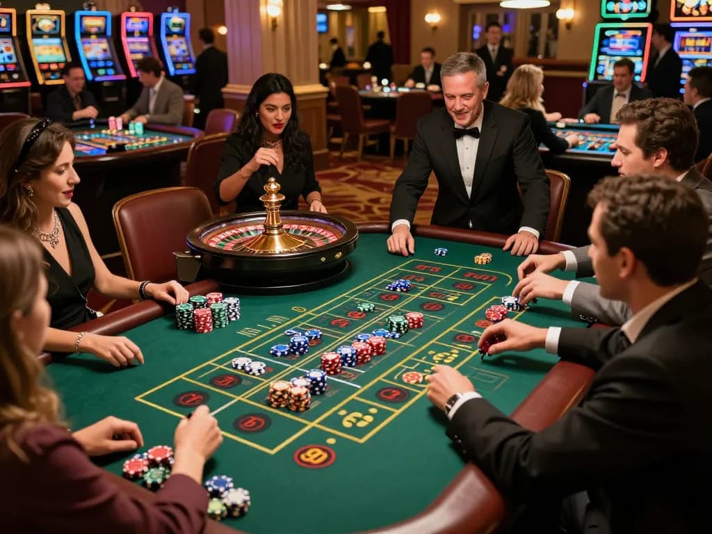 Exciting roulette gameplay at nhà cái rr88 with players betting and croupier spinning the wheel.