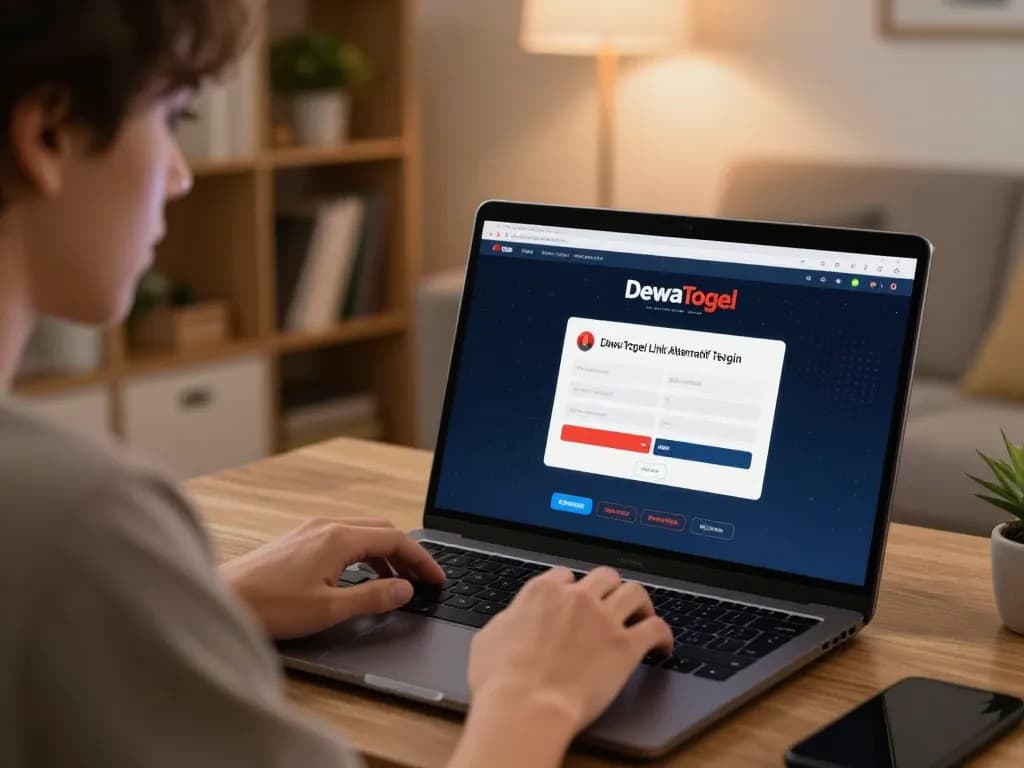 Dewatogel Link Alternatif Login Terbaru showcases player engaging with online gaming interface, emphasizing strategic gameplay in a cozy home setup.