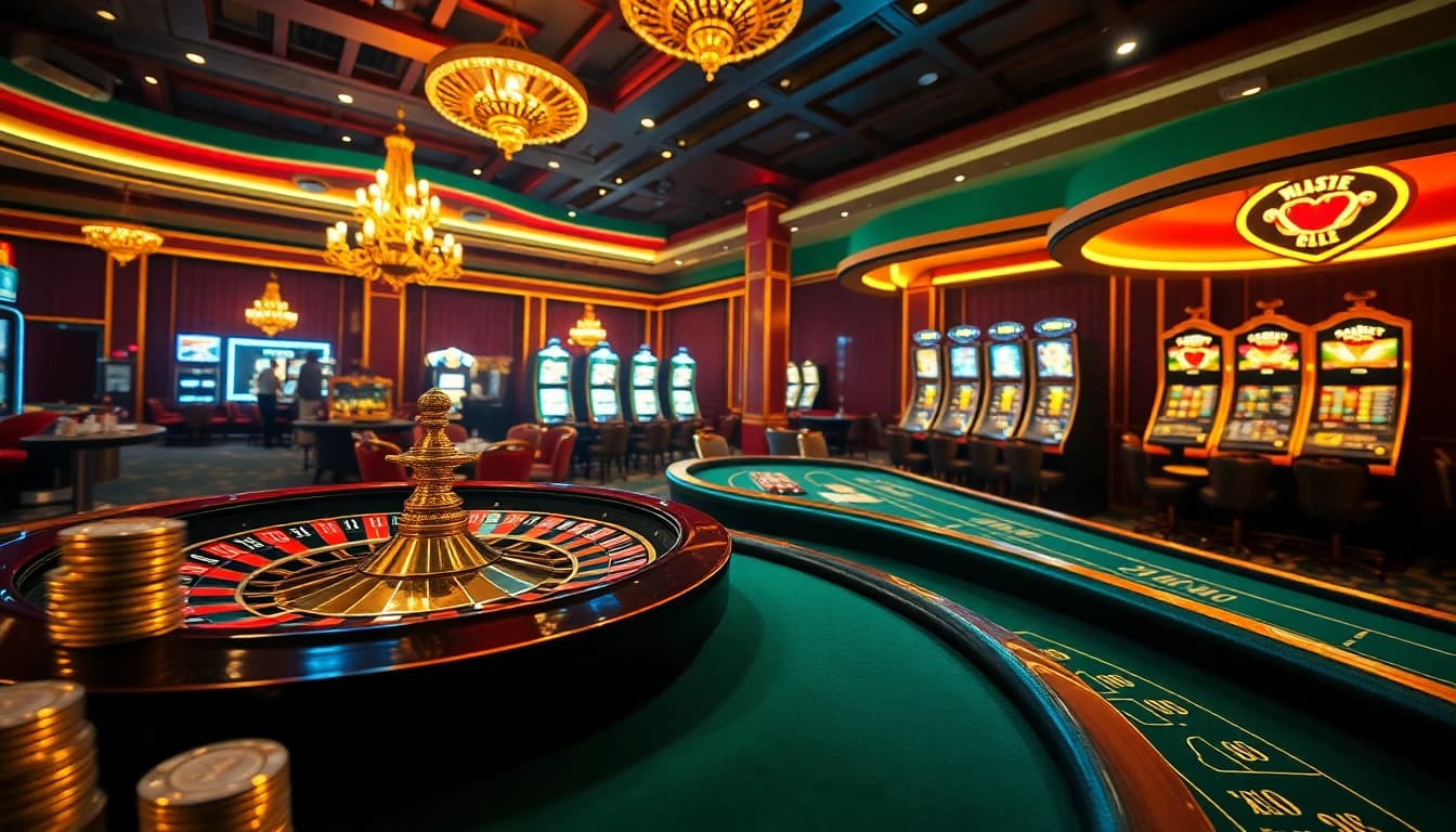 Gamblers engaging with the hidden wiki for the latest gambling strategies in a luxurious casino.