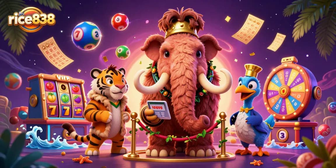 Experience thrilling gameplay at rice838 with colorful slots, vibrant prizes, and lively casino characters.