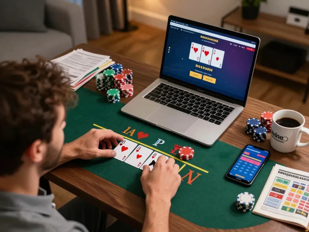 Engaged player strategizing at megaplus88 online casino with live dealer interface displayed
