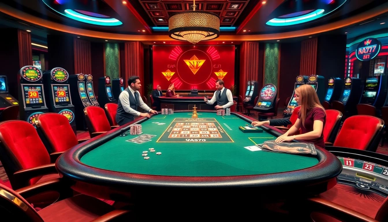 Experience thrilling gameplay at NA777 with professional dealers and engaging casino elements.