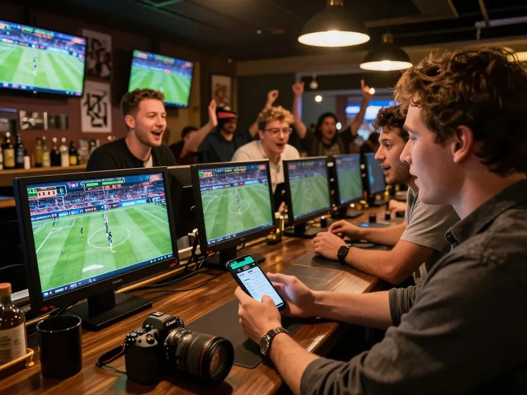 Engaging sports betting experience at https://shbetac.co with live events and friends discussing betting strategies.