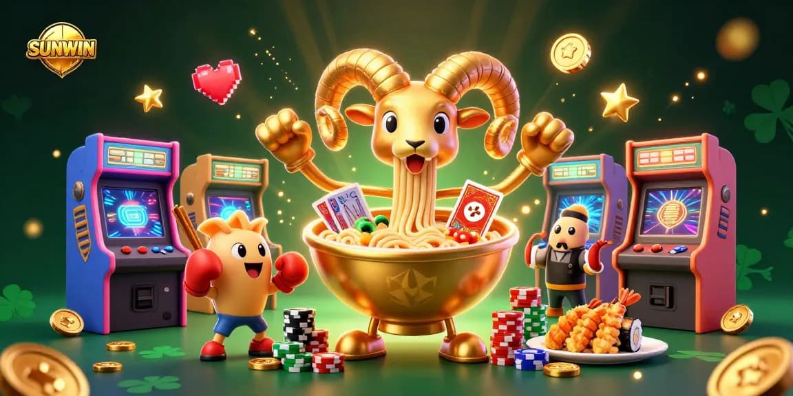 SUNWIN engages players with a vibrant 3D casino scene featuring unique characters and dynamic casino game elements.