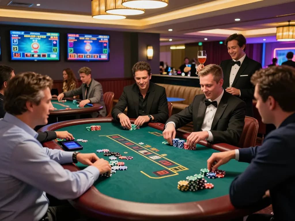 Exciting gaming experience at hm88 casino with diverse players enjoying blackjack.