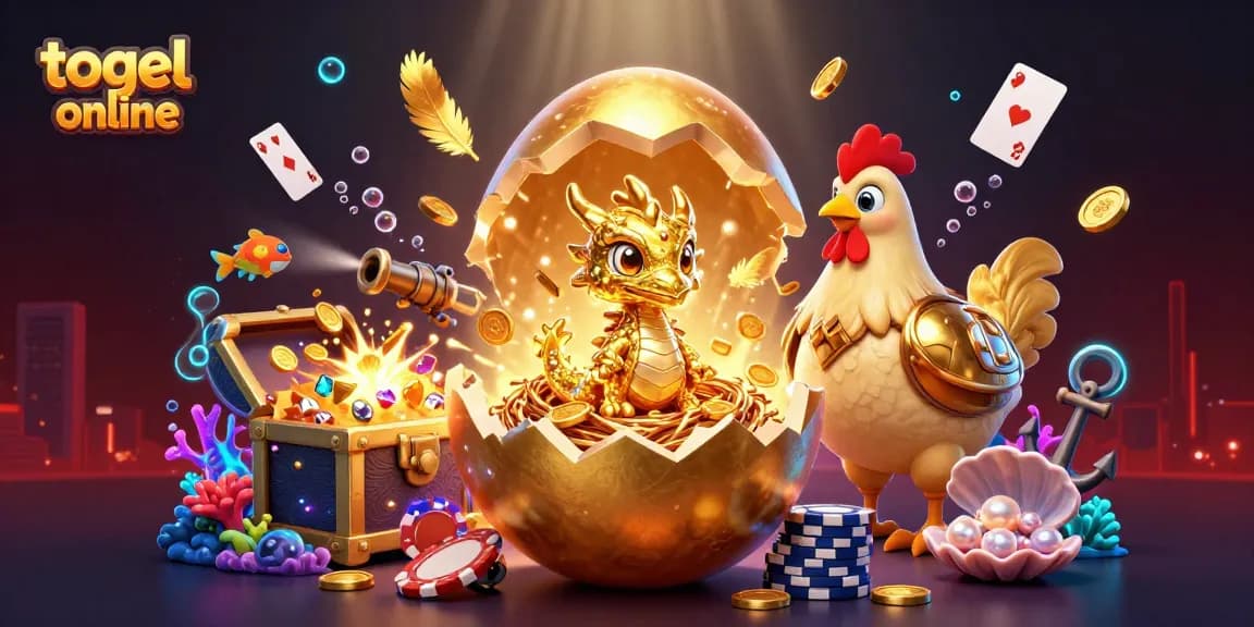 Engage in togel online action with a gold dragon and poker chips in a vibrant casino setting.