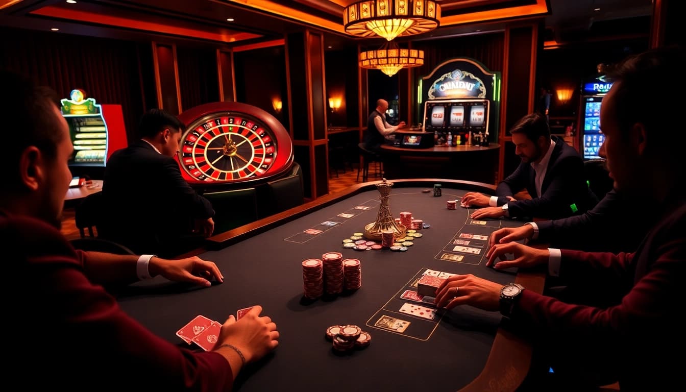 A captivating poker game with chips and cards at https://bem88.com showcases luxury and excitement in gambling.
