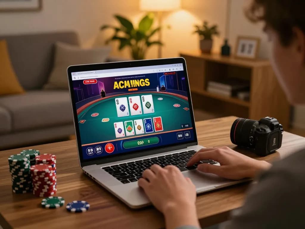 Engaging gameplay on SC88's online casino platform, showcasing interactive poker action and cozy home setting