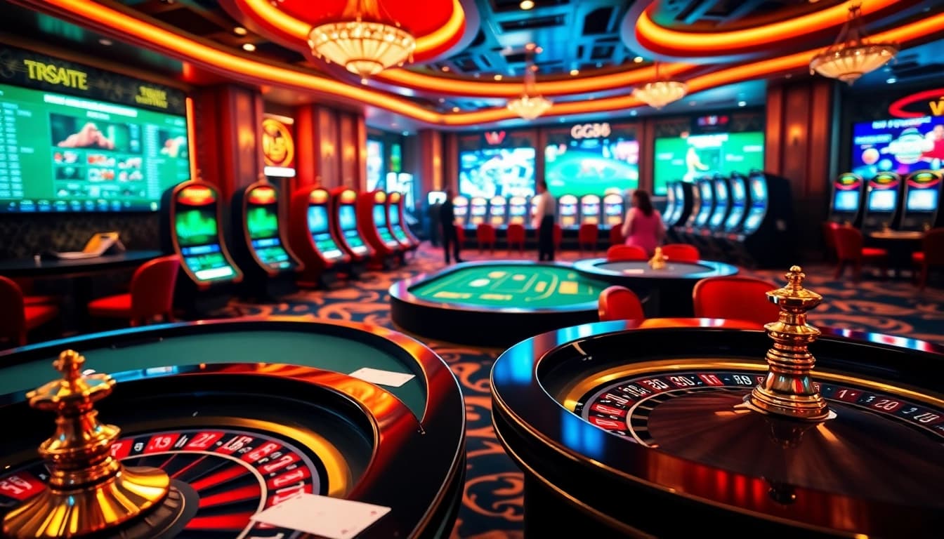 Experience the thrill of betting at GG88 com through our vibrant casino environment showcasing exciting games.