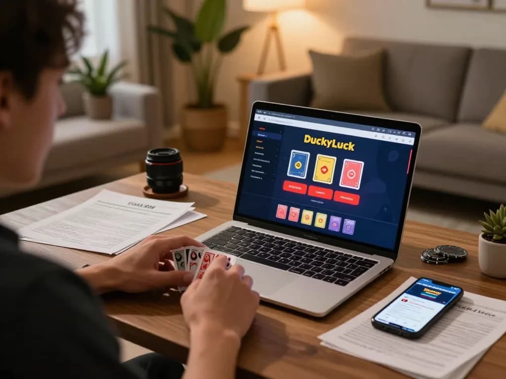 DuckyLuck casino reviews showcase strategic online gaming session, highlighting player engagement and responsible gambling.