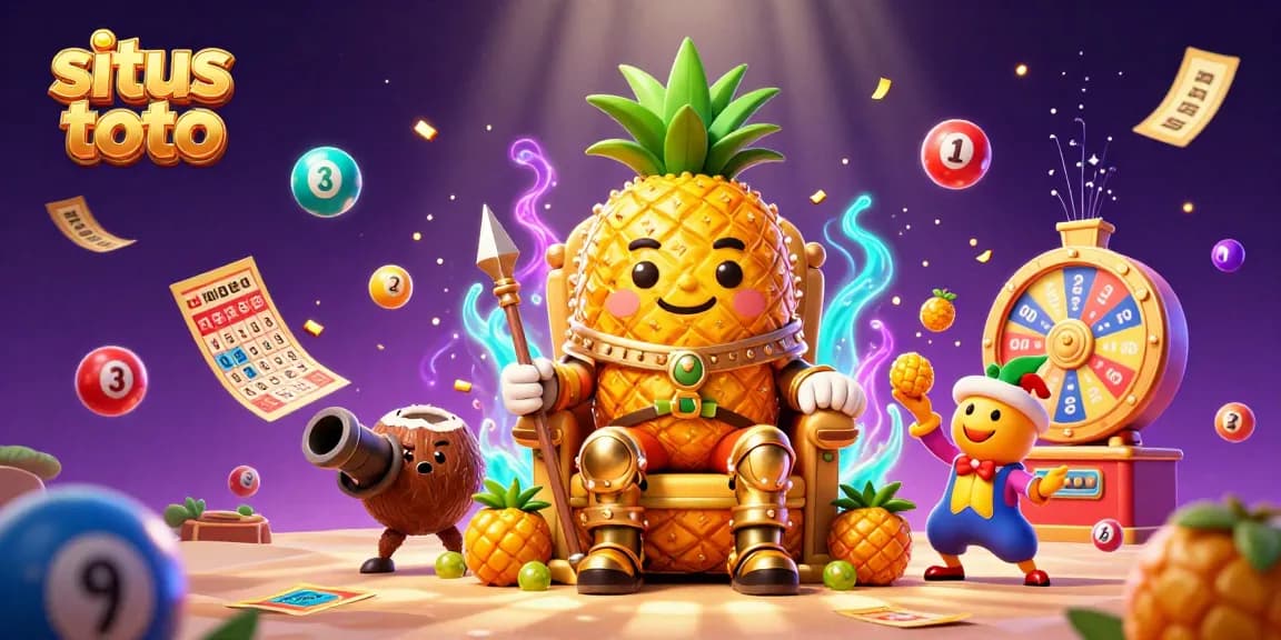 Experience excitement at situs toto with the pineapple king and vibrant lottery elements in stunning 3D.