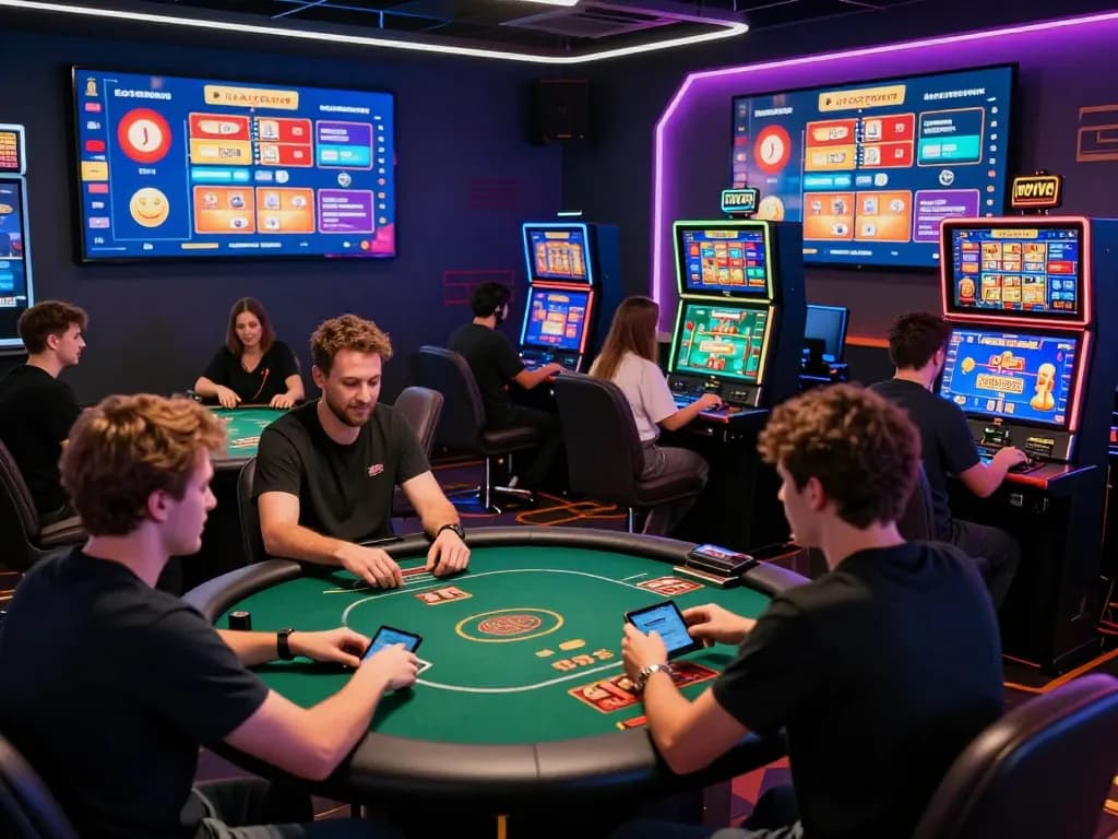 Excited players enjoying their experience on Onbet's online gaming platform with vibrant visuals.