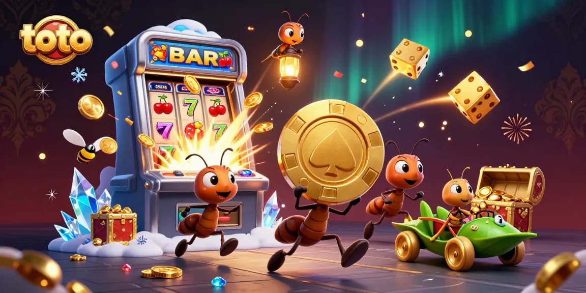 Ants enjoy a thrilling toto heist, showcasing the excitement of online gaming.