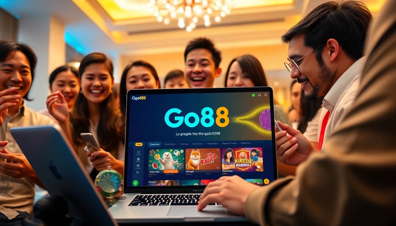 The vibrant Go88 gaming platform with diverse players enjoying Sicbo and Xóc Đĩa games.